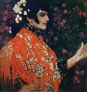 Alexander Yakovlevich GOLOVIN The Woman of spanish had on a shawl red oil painting